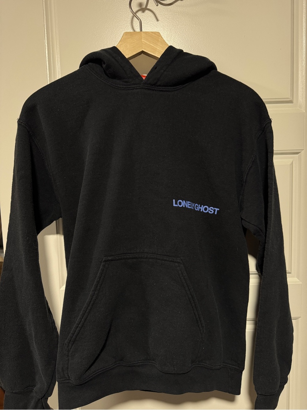 LONELY GHOST Black Crewneck Sweatshirt with Blue Logo - Picture 2 of 7